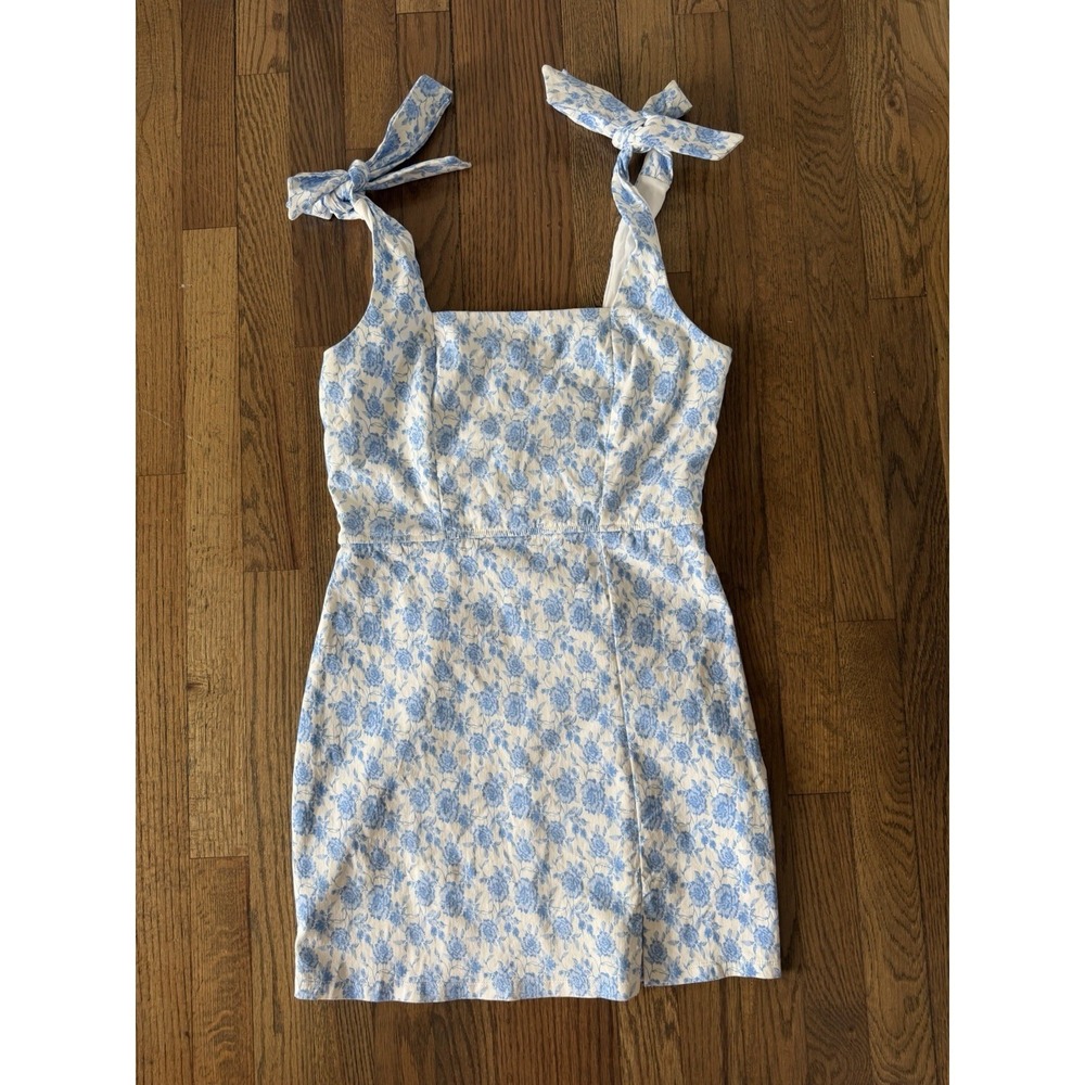 Trixxi Women's White Mini Summer Dresses with Blue Floral Print Size L - Picture 9 of 16
